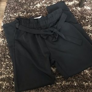 Tied Paperbag Waist Skinny Pants